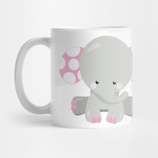 Cute Elephant, Little Elephant - Pink Gray Mug